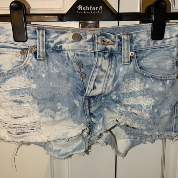 Taula Blue and White Jean Shorts - Picture 1 of 4